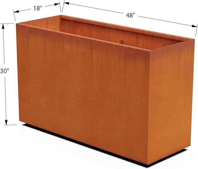 Corten Steel Planter Rectangle Outdoor Metal Garden Box Heavy Duty | Made in USA | Fully Assembled by GreenHaven Gardens