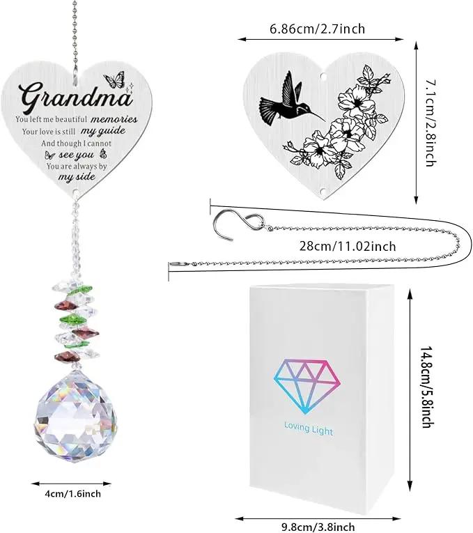 Memorial Gifts for Loss of Grandma, Sympathy Gifts for Loss of Grandma, Grandma in Heaven Memorial Crystal Suncatcher for Window Home Decor (Grandma) by GreenHaven Gardens