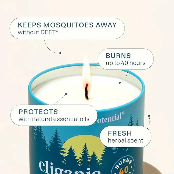 Cliganic Natural Mosquito Repellent Candle (9oz, Pack of 2) | Citronella, DEET Free, Essential Oil Infused for Outdoor, Camping | Burns 40 Hours by GreenHaven Gardens
