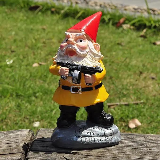 Garden Gnomes Outdoor Funny Garden Gnomes Funny Gnomes with Guns - for Indoor Outdoor Garden Gnome Sculpture Patio Yard Lawn Dwarf Decoration by GreenHaven Gardens