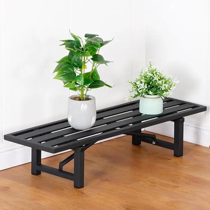 Plant Stand - Indoor/Outdoor Extra-Sturdy Aluminum Plant Stand with 300 LBS Capacity, L37.8 x W11.4 x H7.9 inch – Ideal for Patios, Gardens, Living Room Decoration by GreenHaven Gardens