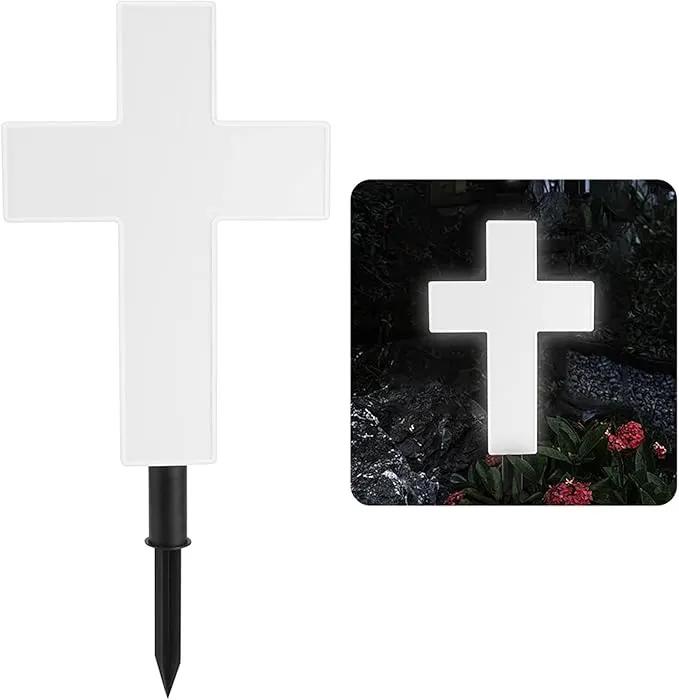 Solar Lighted Cross Grave Lighted Garden Cross Stake Decor LED Jesus Cross Light Decoration for Home Memorial Decoration,Outdoor Yard, Home, Patio by GreenHaven Gardens