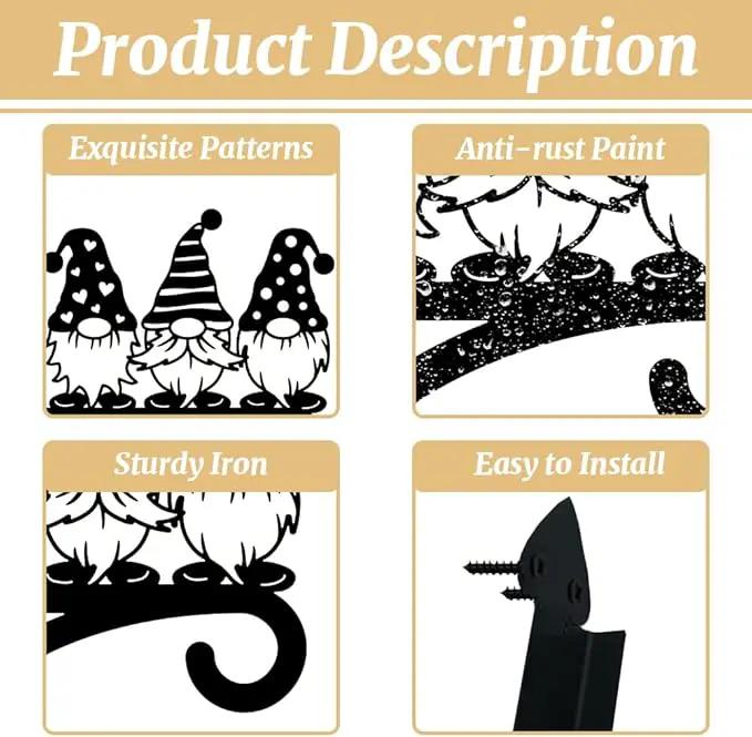 peacoblue Iron Plant Hangers Hooks for Outdoor Indoor Hanging Plants Flower Fern Pots, Lantern, Bird Feeder, 12”x14”Gnome Weather Resistant Metal Wall Brackets Holder for Porch, Garden, House(Gnome) by GreenHaven Gardens