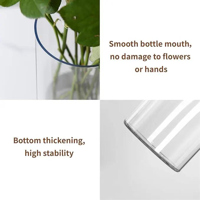 Clear Flower Vase, Non-breakable Vases, 6" W x 16" H, Acrylic Vase, Aesthetic Room Decor Cylindrical Modern Flower Vases for Table Centerpiece, Home Decor, Women Floral Arrangement Gift by GreenHaven Gardens