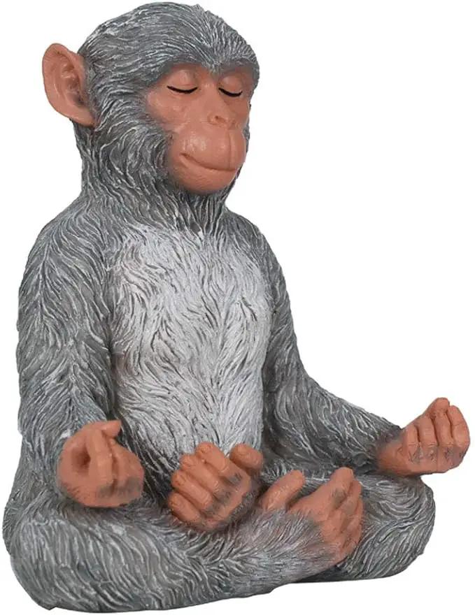 Meditation Monkey Stretching Monkey Statue-Resin Zen Animal Yoga Figurine for Outdoor Lawn Decor for Flower Beds, Fairy Gardens, and More by GreenHaven Gardens