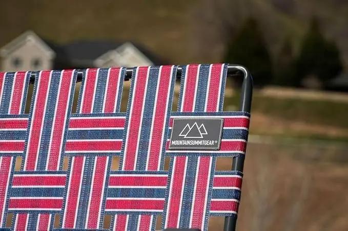 Retro Webbed Camping Chair - Lightweight, Foldable, Durable Steel Frame, 300lb Capacity, Vintage Red/Blue Stripes by Caddis Sports (4) by GreenHaven Gardens