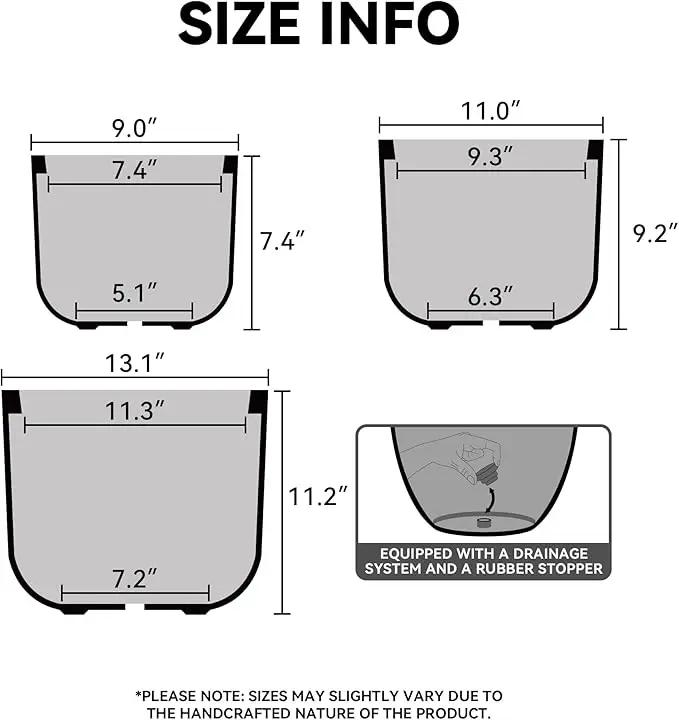 Kante Round Concrete Planter, 9 Inch Dia Classic Style Large Plant Pot with Drainage Hole for Indoor & Outdoor Plants, Ideal for Home, Patio, Garden, White by GreenHaven Gardens