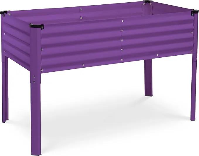 Galvanized Raised Garden Beds Outdoor with Legs // 48×24×31in Elevated Planter Box for Vegetables, Flowers (Purple) // Large Metal Garden Bed for Backyard Patio Gardening by GreenHaven Gardens