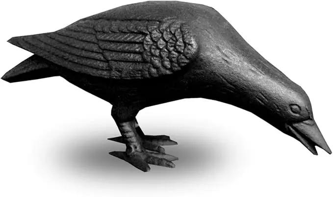 NACH Cast Iron Crow Statue, Head Down Raven, Large Garden Statues, Crow Garden Sculpture, Bird Figurines Home Decor, Crow Decor, Raven Decor, Black Bird Statue, 10 x 3.5 x 6 inches, JS-90-7117 by GreenHaven Gardens