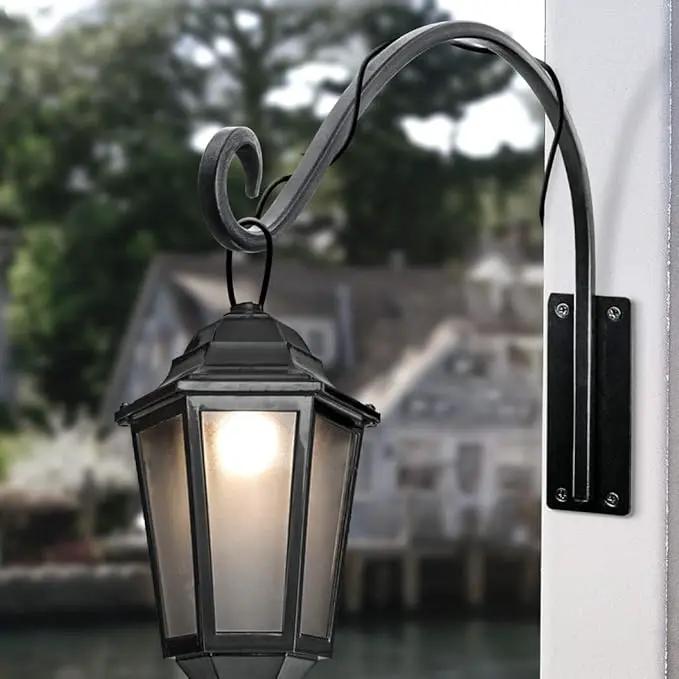 Heavy Duty Plant Hanger Bracket (16"/Black) Outdoor Hand-Forged Hanging Plant Bracket Durable and Stable Bird Feeder Hanger by GreenHaven Gardens