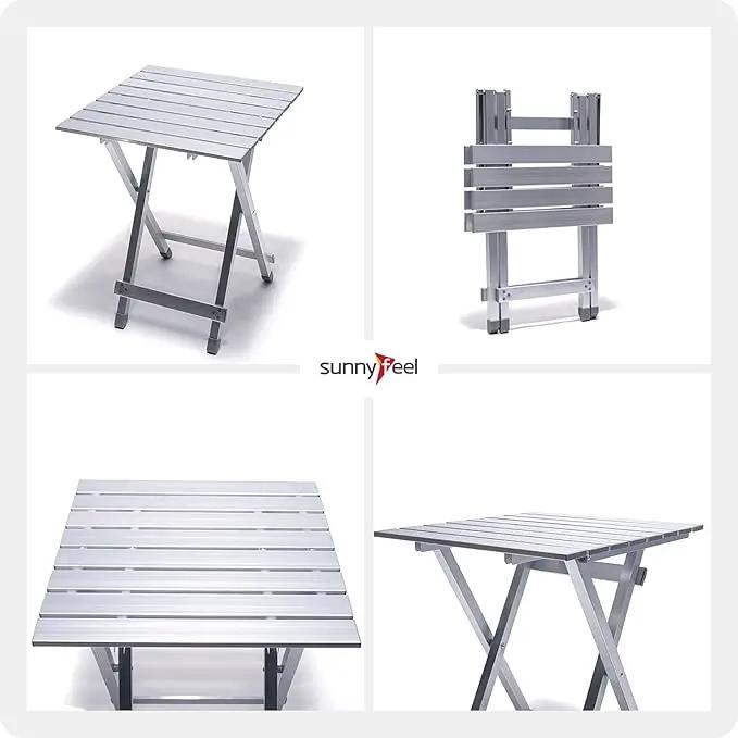 SUNNYFEEL Folding Camping Table - Lightweight Aluminum Portable Picnic Table, 18.5x18.5x24.5 Inch for Cooking, Beach, Hiking, Travel, Fishing, BBQ, Indoor Outdoor Small Foldable Camp Tables by GreenHaven Gardens