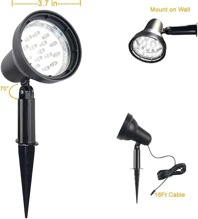 SUNLONG Solar Powered Spot Lights Outdoor Waterproof 2 in 1 Bright Solar SpotLights Power Adjustable for Flag Yard Flagpole Landscape Dusk to Dawn 2 x Spots White by GreenHaven Gardens