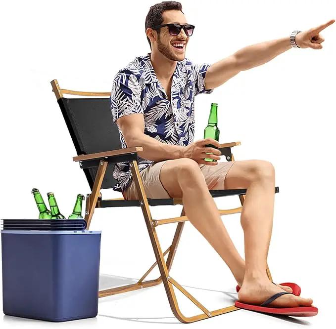 Outvita Portable Folding Camping Chair, Ultralight Low Beach Chair, Durable Aluminum Frame Armchairs for Hiking Concert Fishing Picnic, Supports 223Lbs by GreenHaven Gardens