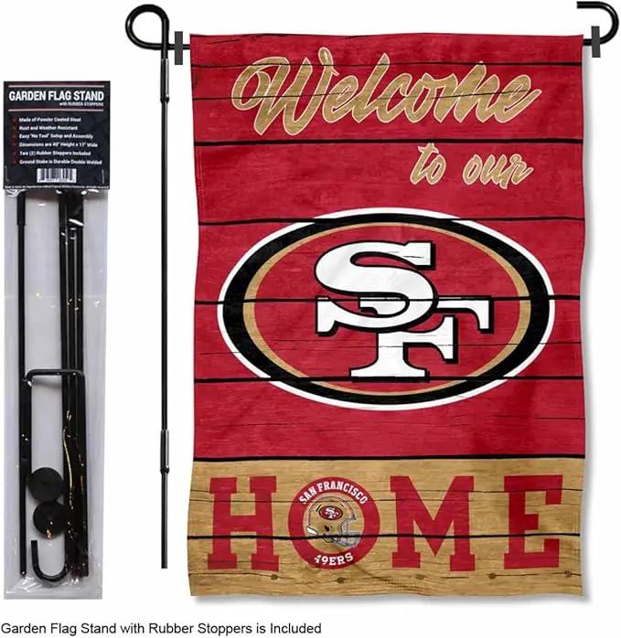 WinCraft San Francisco 49ers Welcome to Our Home Garden Flag and Flagpole Mount by GreenHaven Gardens