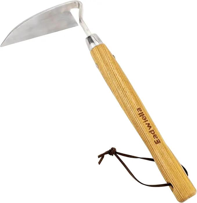 Sickle Hoe Japanese Weeding Sickle Garden Tool Japanese Weeding Tool Small Garden Hand Hoe Weed Scraper for Weeding Cultivating Trenching Japanese Stainless Steel Right Handed Hoe 13 Inch by GreenHaven Gardens