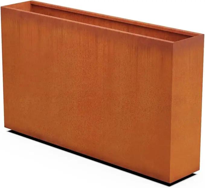 Corten Steel Planter Rectangle Outdoor Metal Garden Box Heavy Duty | Made in USA | Fully Assembled by GreenHaven Gardens