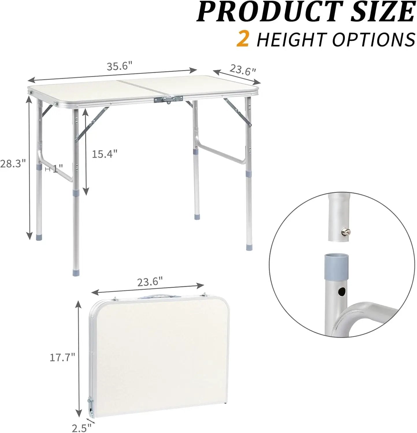 Outvita 3ft Portable Folding Camping Table, Outdoor Waterproof Adjustable Height Table, Aluminum Lightweight Suitcase Foldable Table for Picnic BBQ Beach Dining by GreenHaven Gardens