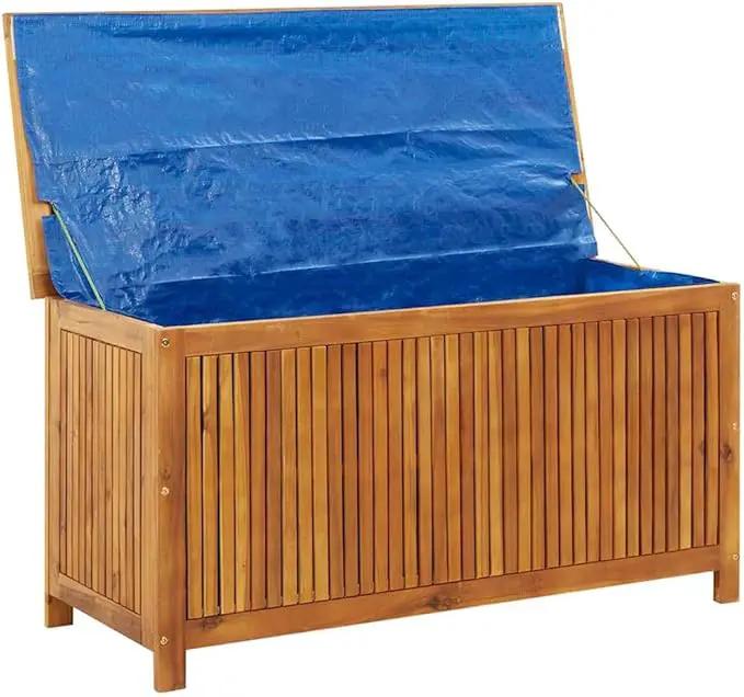 vidaXL Outdoor Storage Box - Wooden Deck Cabinet for Patio/Garden with Water-Resistant Lining, Farmhouse Style by GreenHaven Gardens