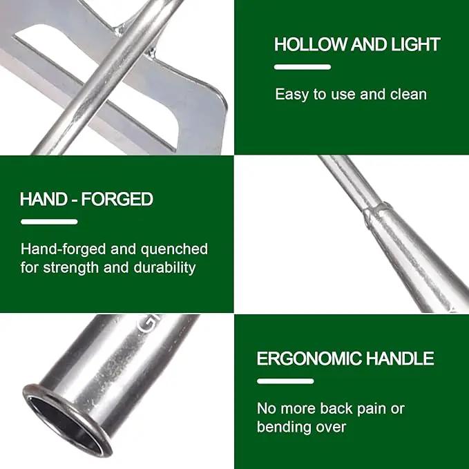 Garden Hoe, Weeding Tool, Full Stainless Steel Hollow Hoe, Heavy Duty,Sharp Hardened Hand Hoe for Gardening, Backyard Weeding, Loosening, Farm Planting by GreenHaven Gardens