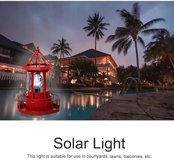 LED Solar Powered Lighthouse, 360 Degree Rotating Lamp Courtyard Decoration Waterproof Garden Smoke Towers Statue Lights for Outdoor Patio Garden Pathway by GreenHaven Gardens