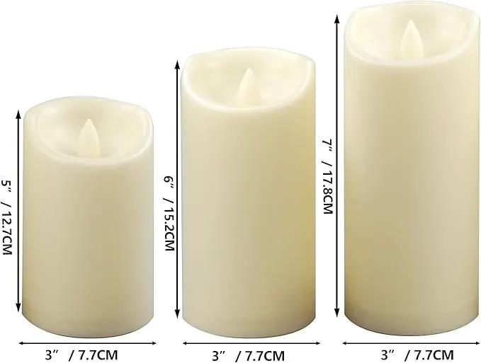 CANDLE CHOICE Waterproof Outdoor Battery Operated Flameless Pillar Candles with Timer Realistic Flickering Plastic Fake Electric LED Lights for Lantern Garden Wedding Christmas Decorations 3 Pack by GreenHaven Gardens