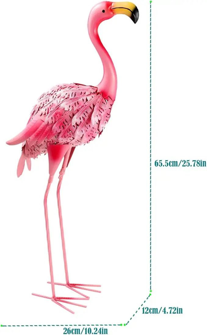 Garden Statues Flamingo Sculptures Metal Yard Art, Pink Bird Art Outdoor Backyard Decor Patio Lawn Porch Ornament Flamingo Yard Decoration (Pink with White) by GreenHaven Gardens