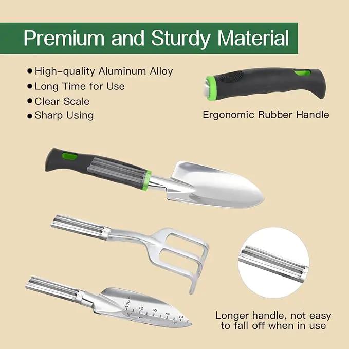 Gardening Tools Set, 8PCS Heavy Duty Garden Tools with Non-Slip Rubber Grip with Large Garden Bag for Tools Aluminum Alloy Hand Tools for Gardening,Gardening Gifts for Women and Men, Green by GreenHaven Gardens