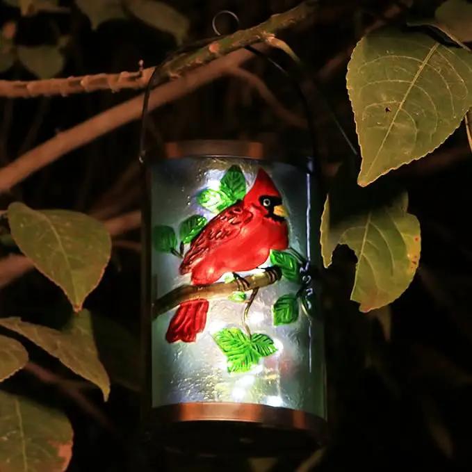 Hanging Solar Lantern Outdoor Decorative Waterproof LED Solar Cardinal Lights Tabletop Lamp for Outdoor Patio Garden by GreenHaven Gardens