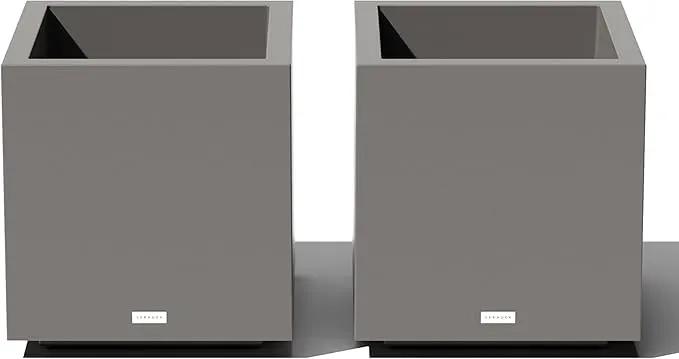 Veradek Block Series Cube Plastic Planter - Large Square Planter for Indoor or Outdoor Patio/Garden | Durable All-Weather Use with Drainage Holes | Modern Décor for Tall Plants, Trees, Flowers by GreenHaven Gardens