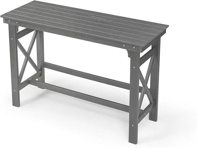 41" Outdoor Bar Table, HDPE Adirondack Outdoor Bar Table, All Weather Outside Bar Counter Height Tables Balcony Furniture, HDPE Patio Bar Tables for Bistro, Deck, Porch, Poolside, Smoke Gray by GreenHaven Gardens
