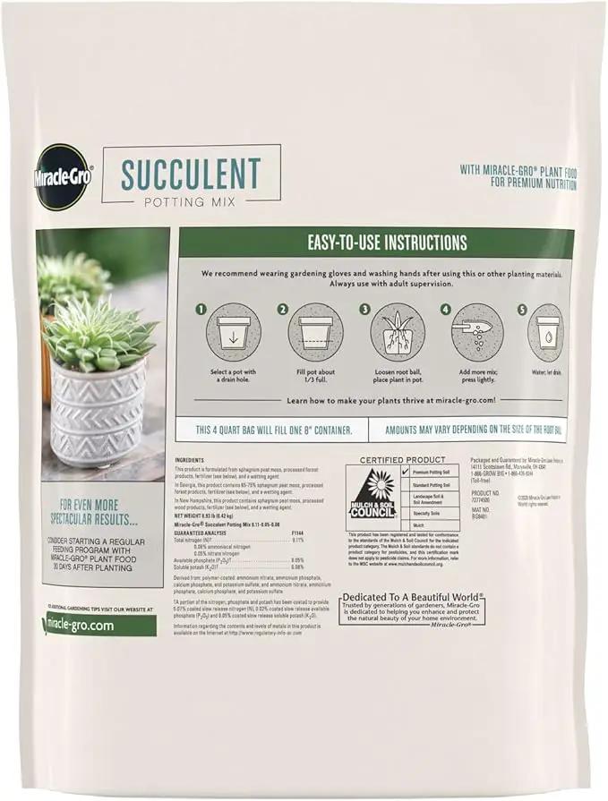 Miracle-Gro Succulent Potting Mix - Fertilized Soil with Premium Nutrition for Indoor Succulents, 4 qt. (2-Pack) by GreenHaven Gardens
