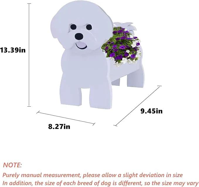 Bichon Frise Dog Planter Plant Pots,Cute Garden Dog Flower Planter,Dog Planters Birthday Gifts for Women,Office,Indoor/Outdoor Decor（9.45 * 8.27 * 13.39in） by GreenHaven Gardens