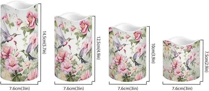 Ystardream Hummingbird Flower Flameless Candles with Remote Battery Operated Candles Elegant Realistic LED Candles with Remote and Timer Set of 4 for Valentines Home Wedding Birthdays by GreenHaven Gardens