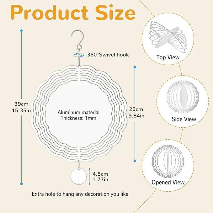 Sublimation Wind Spinner Blanks, 8 Pack 10 Inch 3D Aluminum Metal Hanging Wind Spinner Bulk Sublimation Blanks for Garden Yard Outdoor, Window Porch Decoration for Heat Press Transfer DIY Gift by GreenHaven Gardens