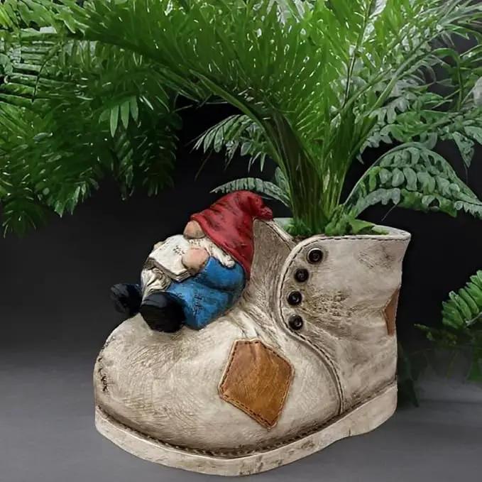 Cute Planter Pot Suitable for Indoor and Outdoor, Small gnome Resin Succulent Plant Flower pots, Decorative Fun Flower pots with Drainage Holes, Ideal Home and Garden Decoration Gifts by GreenHaven Gardens