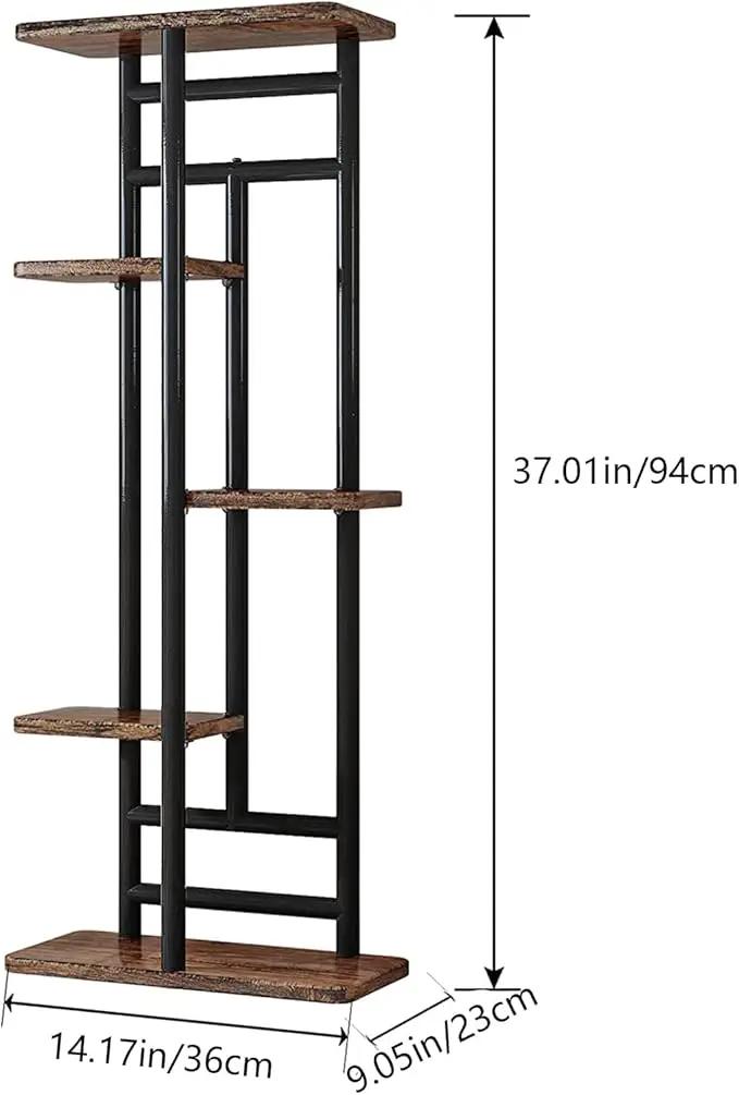 LINZINAR Plant Stand 5 Tier 6 Plant Multiple Flower Rack Holder Shelves Rack Storage Organizer Display Indoor Planter for Balcony Bedroom Patio Garden Living Room, Black by GreenHaven Gardens