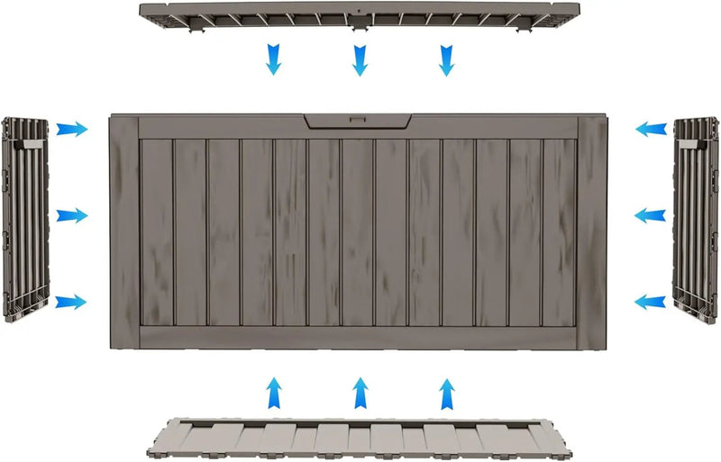 75 Gallon Waterproof Large Resin Deck Box Indoor/Outdoor Lockable Storage Container and Seating for Garden, Pool, and Patio (75 Gallon, Grey) by GreenHaven Gardens