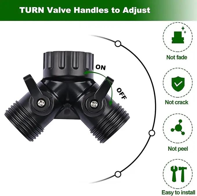 1/4 Inch Drip Irrigation Tubing Fitting to Faucet Adapter Connector, 2 Way Y Splitter for 3/4" Inch Garden Hose to 1/4 Inch Drip Irrigation Hose by GreenHaven Gardens