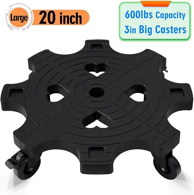 20" Plant Caddy with Wheels 600lbs Heavy Duty Outdoor,Indoor Rolling Plant Stand with 3in Casters Black Plant Dolly Large Potted Planter Cart for Big Flowerpots Plants Pots Garden Pot Mover by GreenHaven Gardens