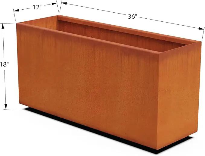 Corten Steel Planter Rectangle Outdoor Metal Garden Box Heavy Duty | Made in USA | Fully Assembled by GreenHaven Gardens