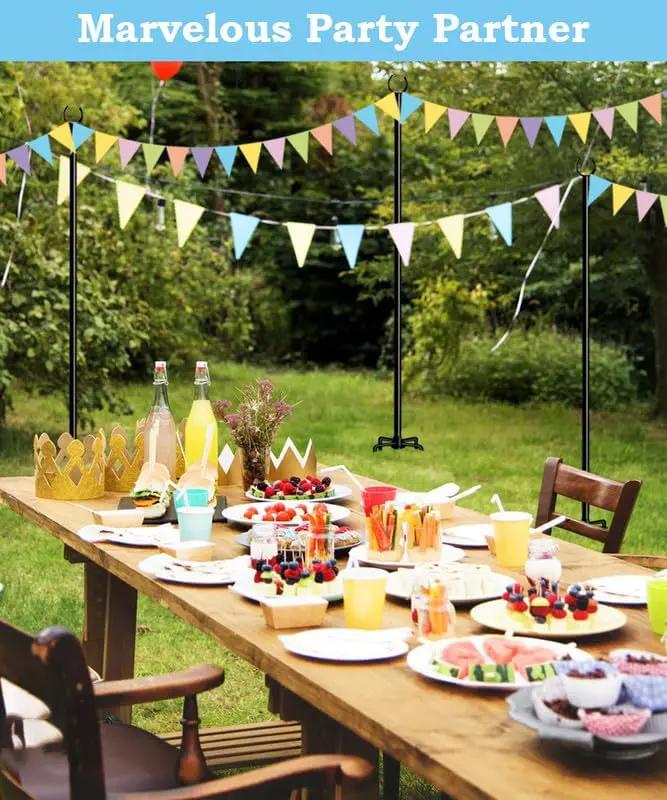 String Light Pole Stand for Outdoor String Lights Hanging, Use for Backyard, Garden, Patio, Party, Festival, Wedding, Picnic, 10FT, Matte, 3 Poles by GreenHaven Gardens