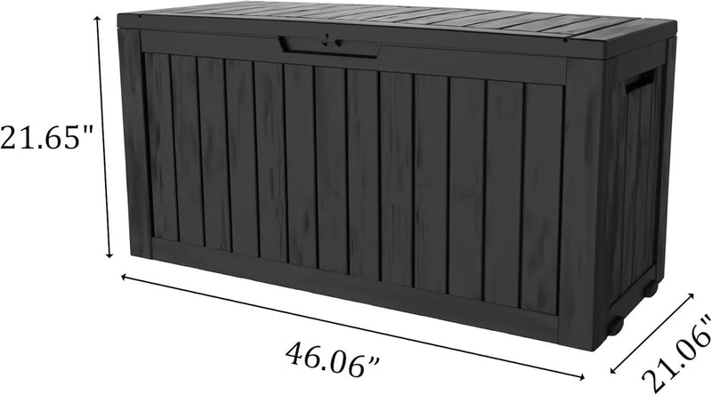 75 Gallon Waterproof Large Resin Deck Box Indoor/Outdoor Lockable Storage Container and Seating for Garden, Pool, and Patio (75 Gallon, Black) by GreenHaven Gardens