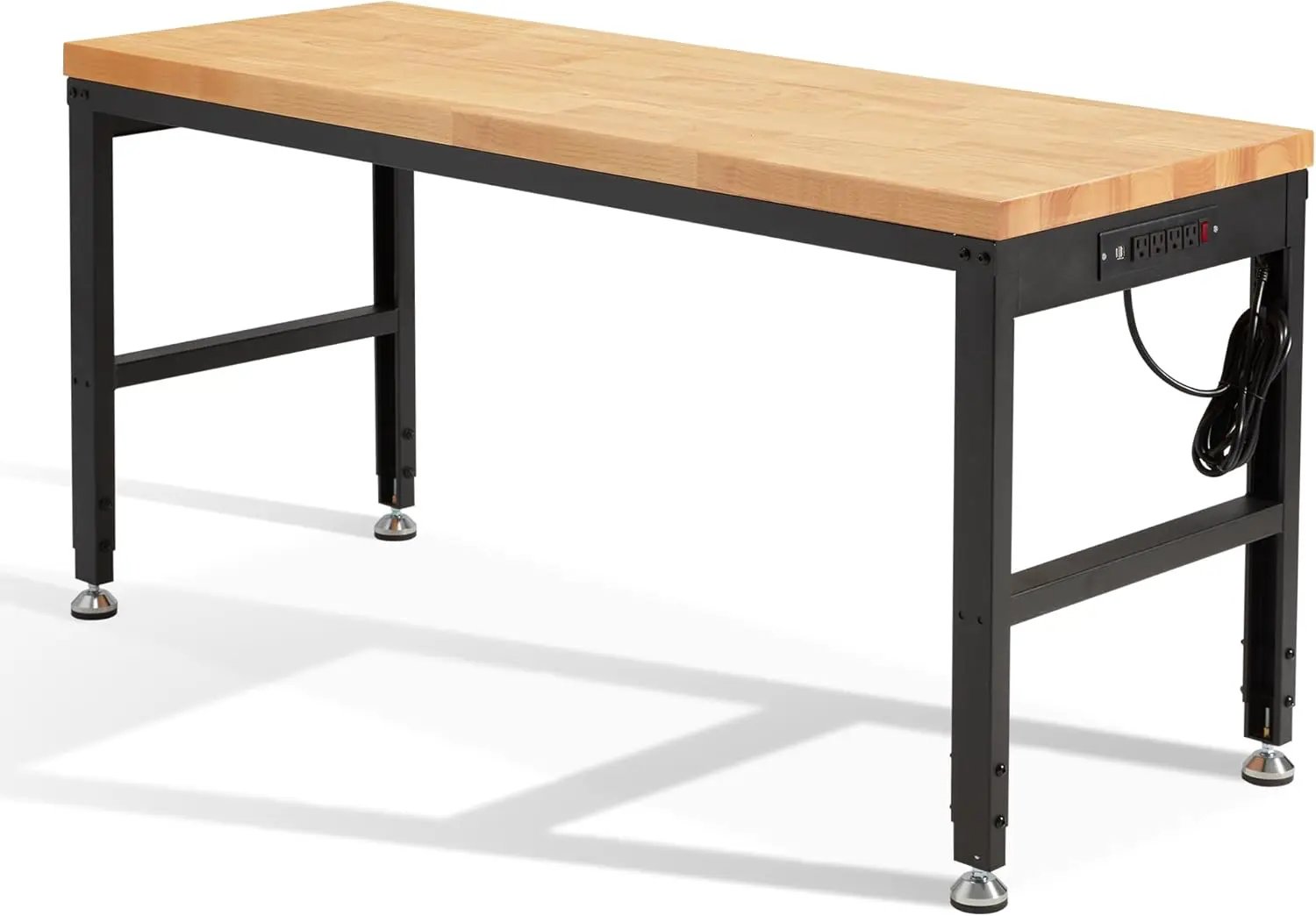 HABUTWAY Height Adjustable Workbench 60" 2000 Lbs Capacity Solid Wood Work Station Heavy-Duty Work Tables with Power Outlets for Garage Party Shop Office by GreenHaven Gardens