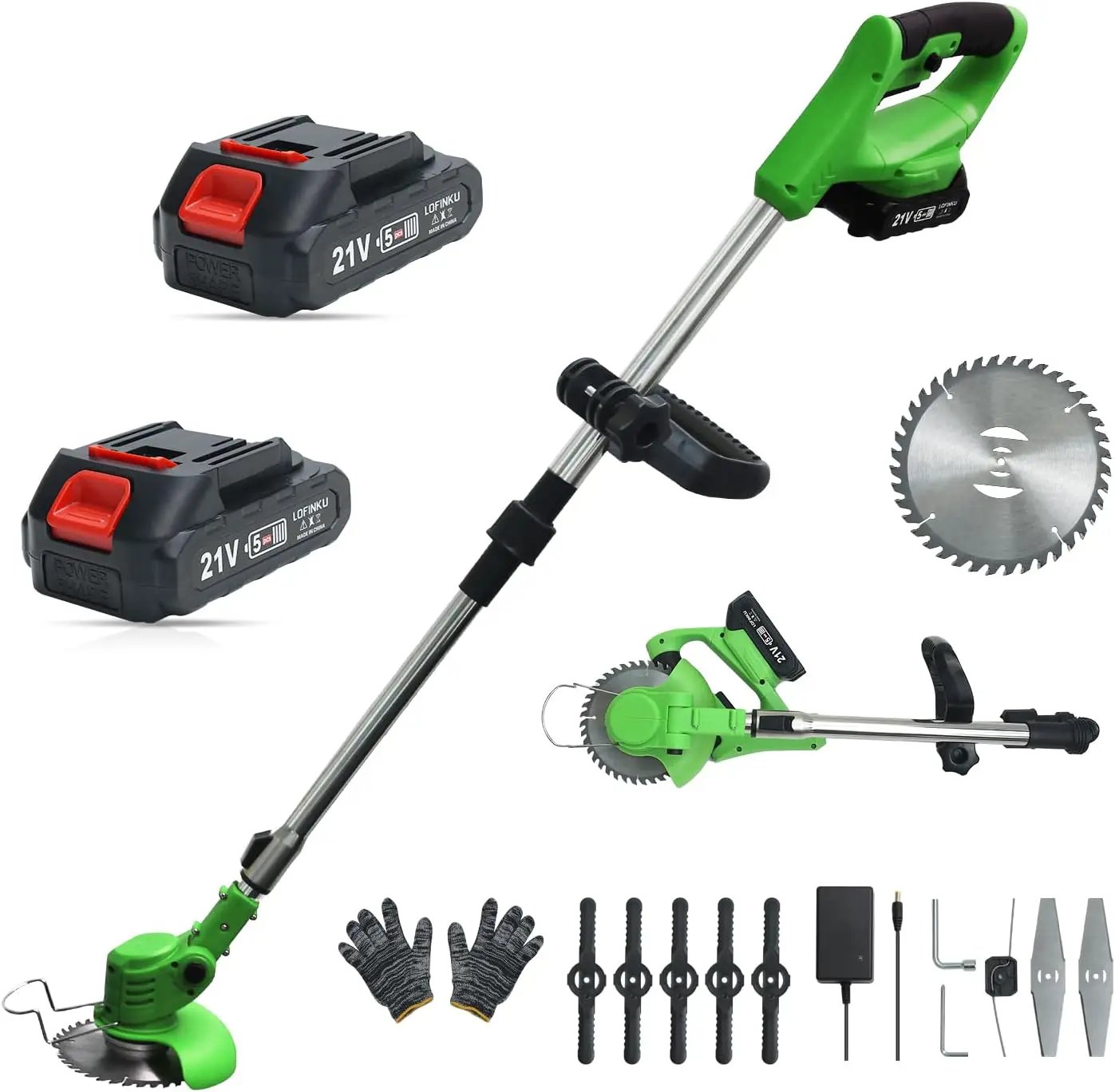 Cordless Weed Wacker,Electric Weed Eater,2 Batteries,Grass Trimmer Cordless,Weed Erimmer Green GCJ by GreenHaven Gardens
