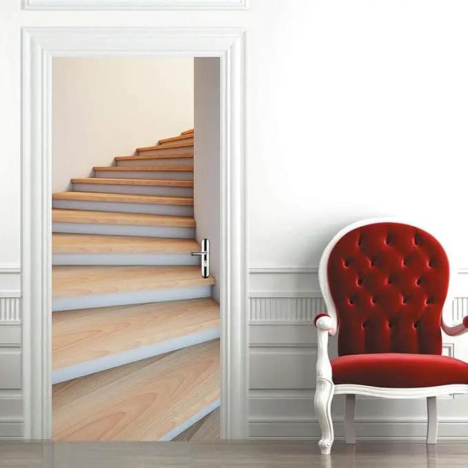 3D Door Stickers Murals Peel and Stick - Stairs - Door Wallpaper Self-Adhesive Decals Removable PVC Waterproof Poster for Bedroom Living Room 30.3" x 78.7" by GreenHaven Gardens