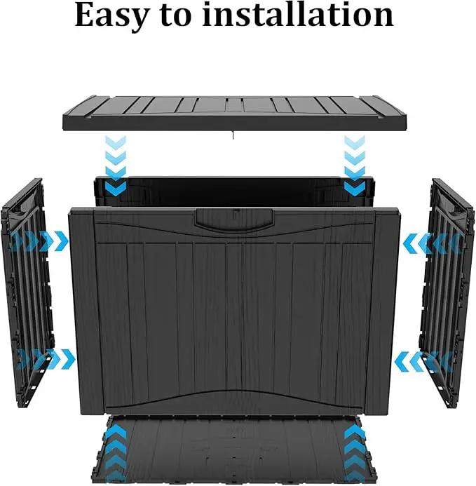 45 Gallon Lockable Resin Deck Box, Waterproof & UV-Resistant Outdoor Storage Box for Outdoor Cushion Storage, Garden Tools & Pool Accessories Storage, Black by GreenHaven Gardens