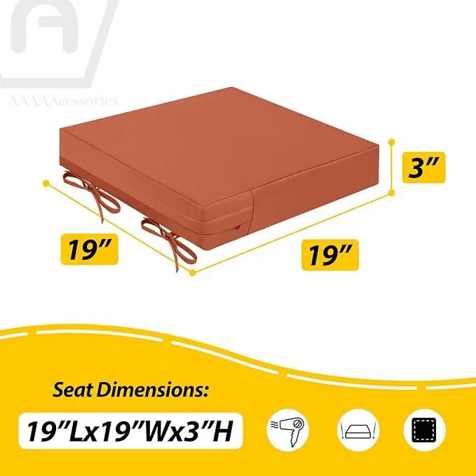 AAAAAcessories Outdoor Seat Cushions for Chairs, Waterproof, Fade-Resistant Patio Furniture Replacement Cushions, 19" x 19" x 3", Set of 2, Rust by GreenHaven Gardens