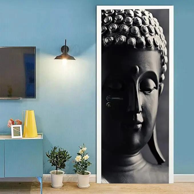 3D Door Stickers Murals Peel and Stick - Buddha Statue - Door Wallpaper Self-Adhesive Door Decals Removable PVC Waterproof Door Poster for Bedroom Living Room Door 33.9" x 78.7" by GreenHaven Gardens