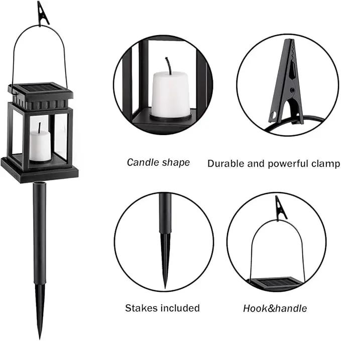 GIGALUMI 8 Pack Solar Hanging Lantern Outdoor, Candle Effect Light with Stakes for Garden, Patio, Lawn, Deck, Umbrella, Tent, Tree, Yard, Driveway-Warm White by GreenHaven Gardens
