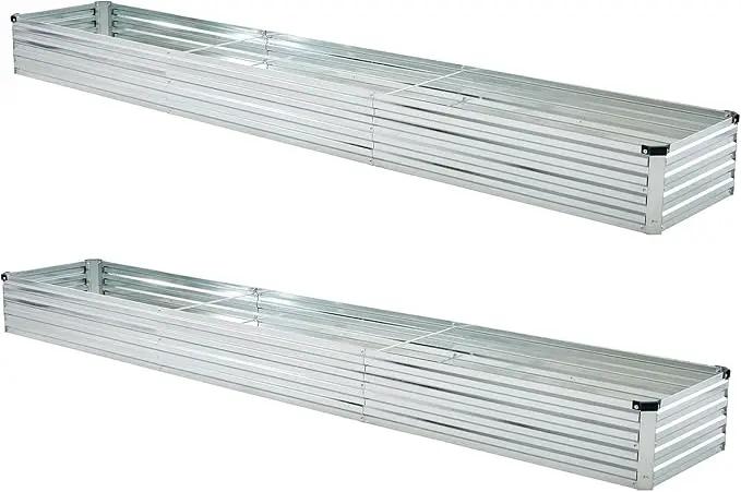 10x2x1ft(2 Pack) Galvanized Raised Garden Bed,Outdoor Planter Box Metal Patio Kit Planting Bed for Vegetables Flowers and Succulents,Silver by GreenHaven Gardens